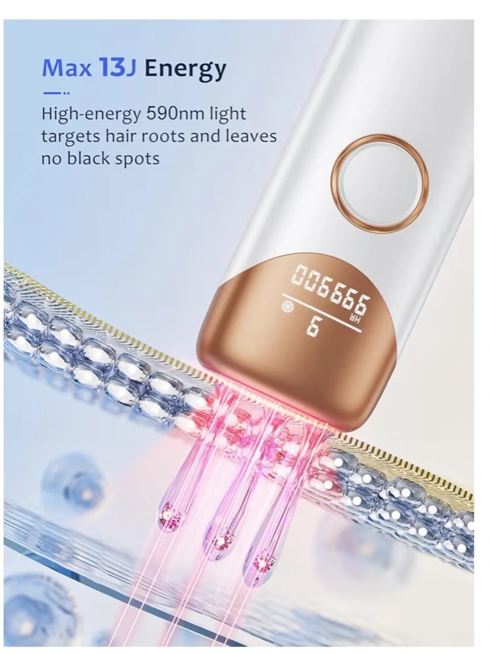 White & Rose Gold Handheld IPL Hair Removal Device